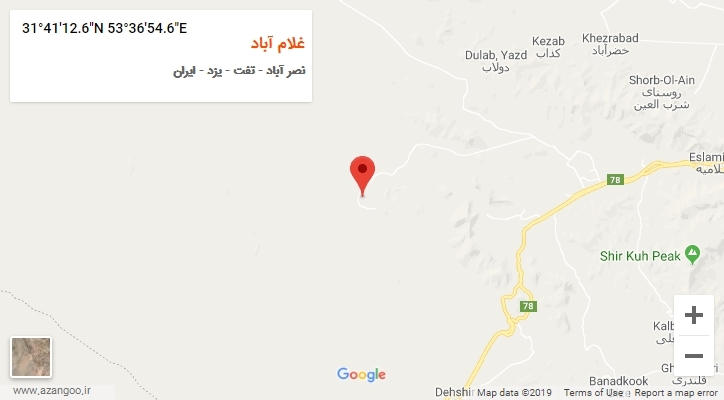 روستای غلام آباد بر روی نقشه