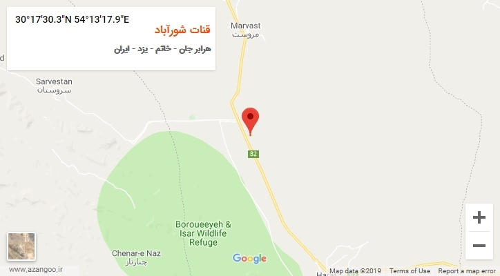 روستای قنات شورآباد بر روی نقشه