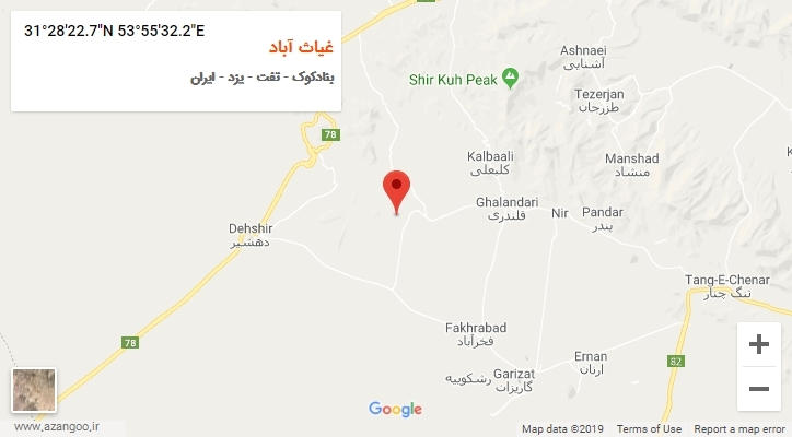 روستای غیاث آباد بر روی نقشه