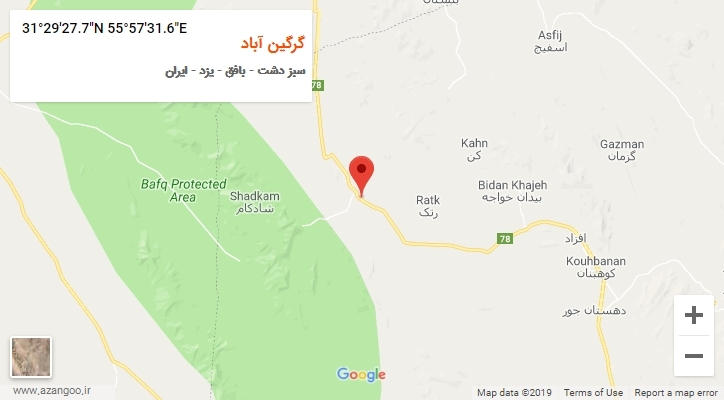 روستای گرگین آباد بر روی نقشه
