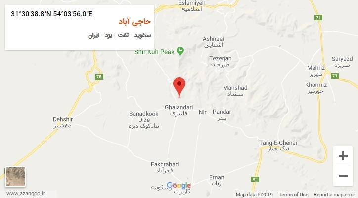 روستای حاجی آباد بر روی نقشه