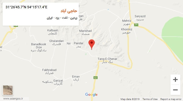 روستای حاجی آباد بر روی نقشه