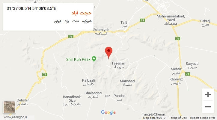 روستای حجت آباد بر روی نقشه