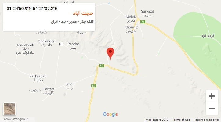 روستای حجت آباد بر روی نقشه