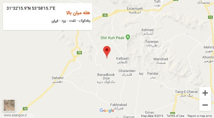 روستای هله میان بالا بر روی نقشه