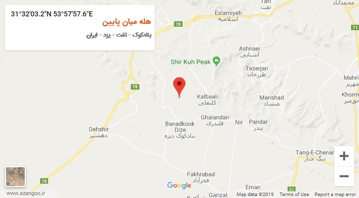 روستای هله میان پایین بر روی نقشه