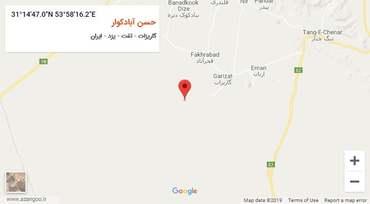 روستای حسن آبادکوار بر روی نقشه