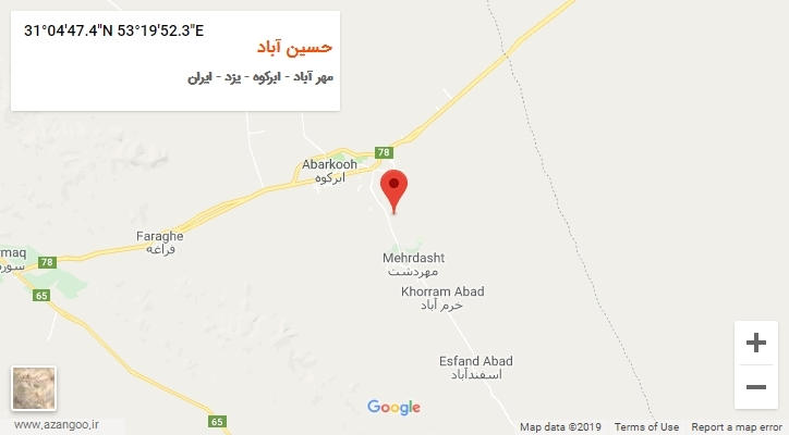 روستای حسین آباد بر روی نقشه