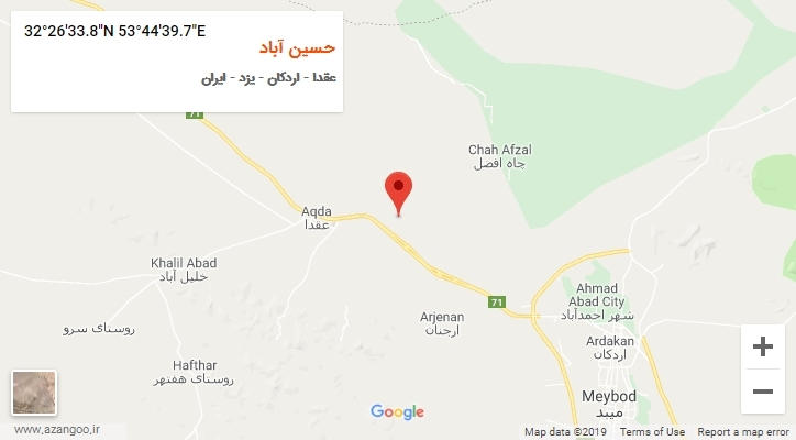 روستای حسین آباد بر روی نقشه