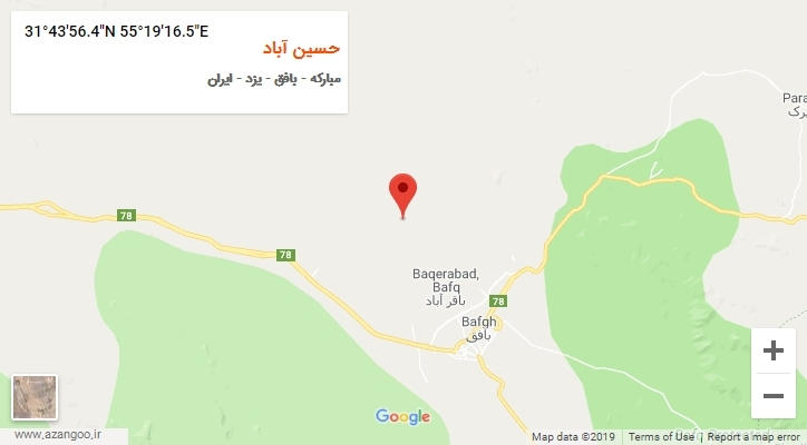 روستای حسین آباد بر روی نقشه