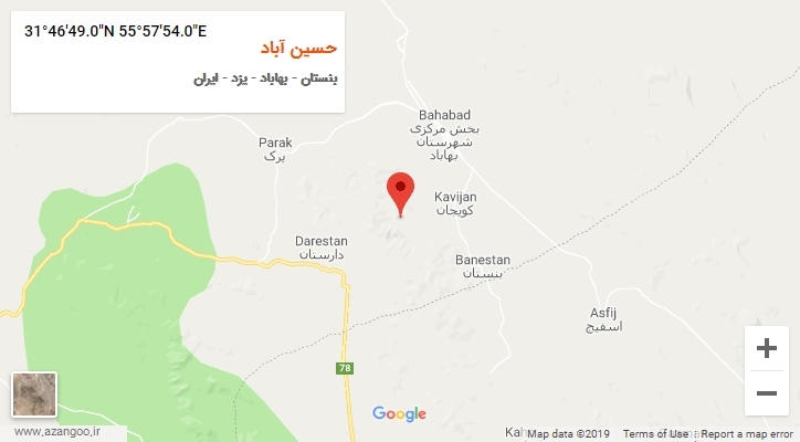 روستای حسین آباد بر روی نقشه