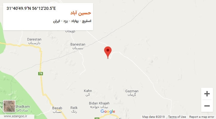 روستای حسین آباد بر روی نقشه