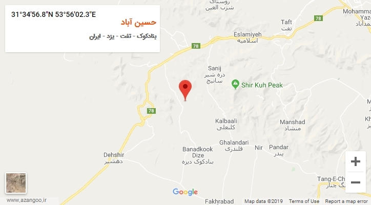 روستای حسین آباد بر روی نقشه