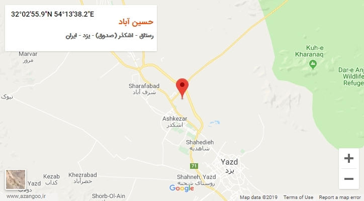 روستای حسین آباد بر روی نقشه