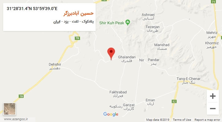 روستای حسین آبادبرزگر بر روی نقشه
