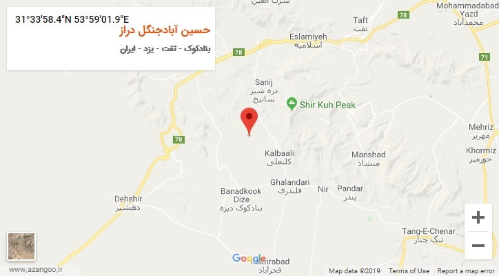 روستای حسین آبادجنگل دراز بر روی نقشه