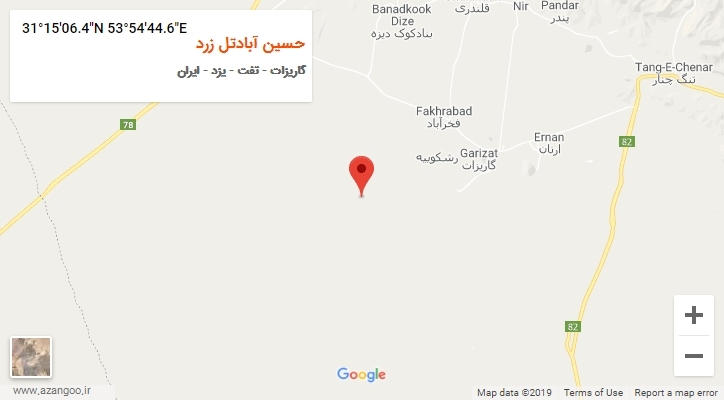 روستای حسین آبادتل زرد بر روی نقشه