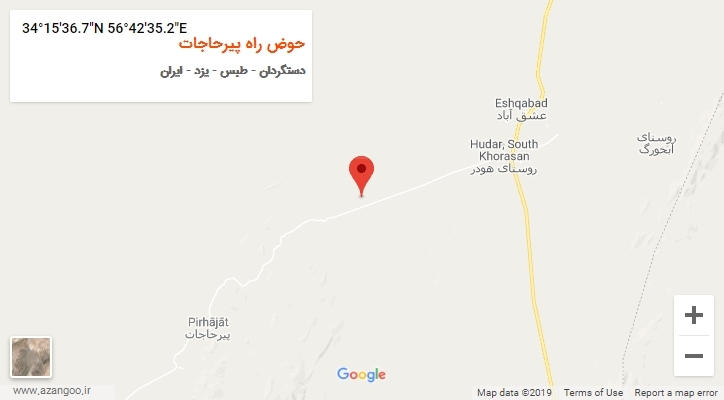 روستای حوض راه پیرحاجات بر روی نقشه