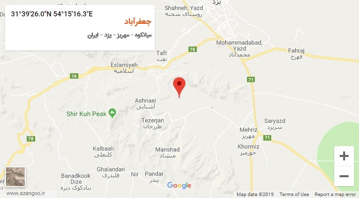 روستای جعفرآباد بر روی نقشه