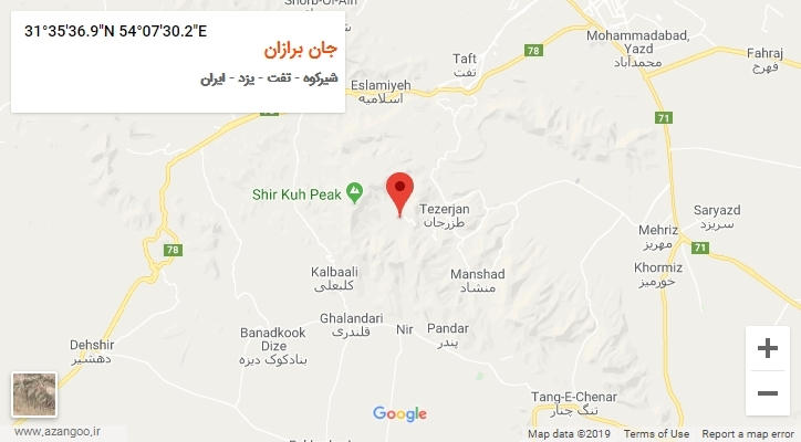 روستای جان برازان بر روی نقشه
