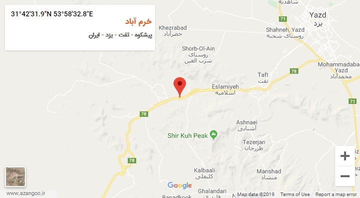 روستای خرم آباد بر روی نقشه