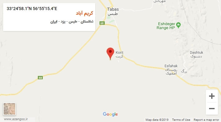 روستای کریم آباد بر روی نقشه