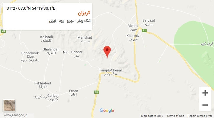 روستای کریزان بر روی نقشه