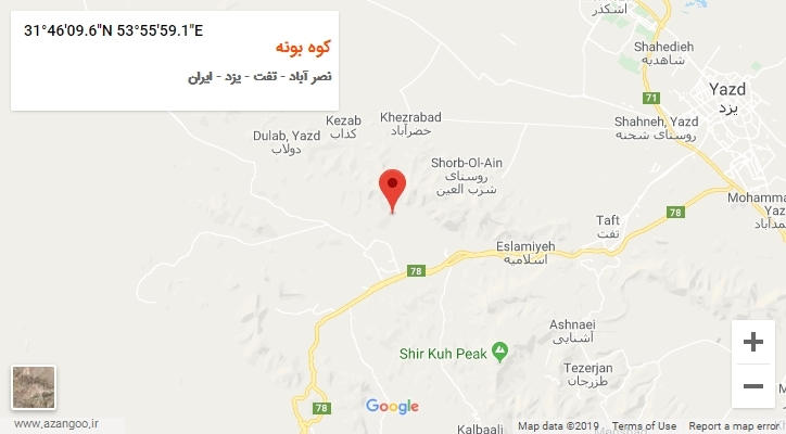 روستای کوه بونه بر روی نقشه
