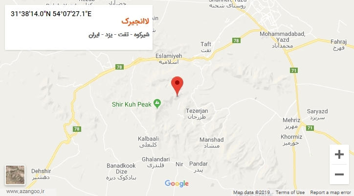 روستای لاانجیرک بر روی نقشه
