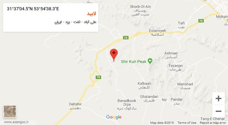 روستای لابید بر روی نقشه