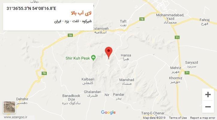روستای لای آب بالا بر روی نقشه