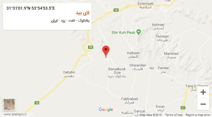 روستای لای بید بر روی نقشه