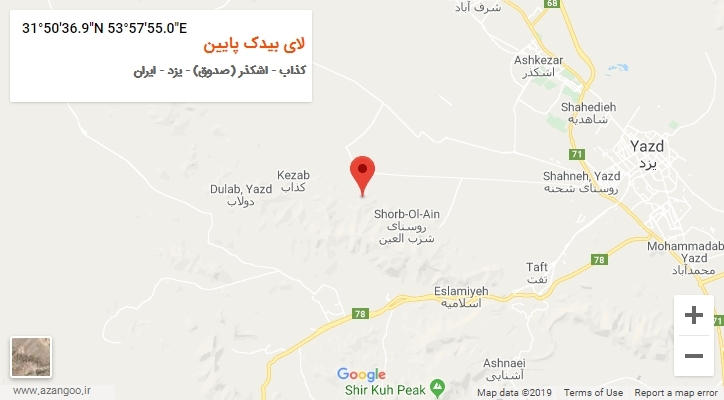 روستای لای بیدک پایین بر روی نقشه