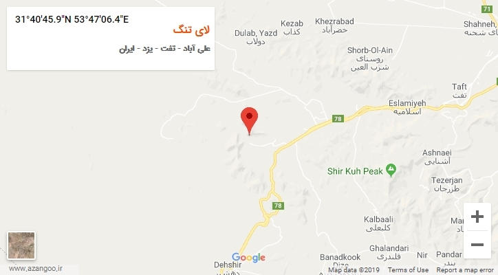 روستای لای تنگ بر روی نقشه