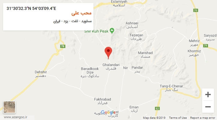 روستای محب علی بر روی نقشه