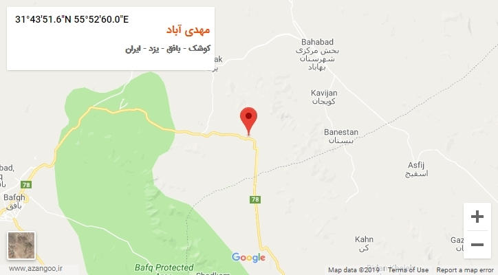 روستای مهدی آباد بر روی نقشه