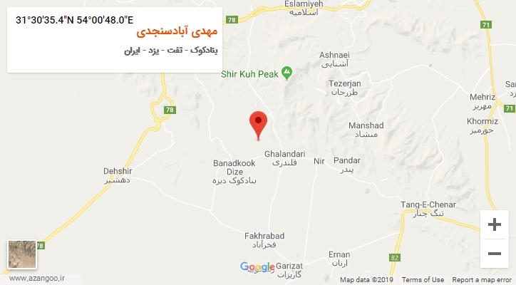 روستای مهدی آبادسنجدی بر روی نقشه