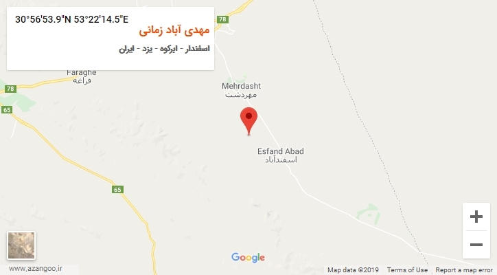 روستای مهدی آباد زمانی بر روی نقشه