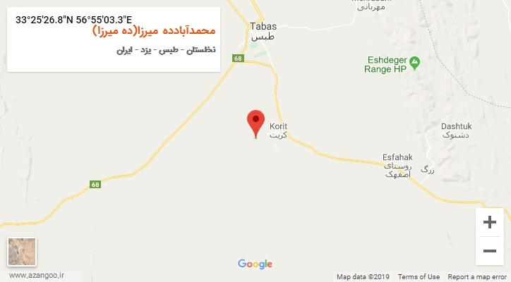 روستای محمدآبادده میرزا(ده میرزا) بر روی نقشه