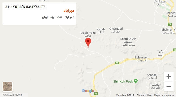 روستای مهرآباد بر روی نقشه