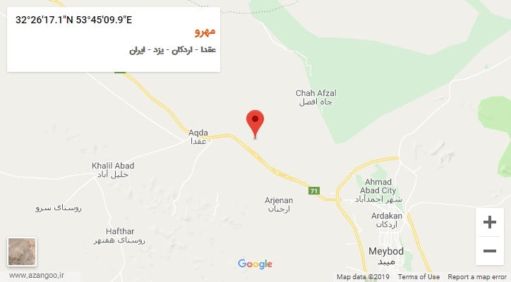روستای مهرو بر روی نقشه