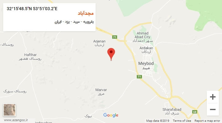 روستای مجدآباد بر روی نقشه