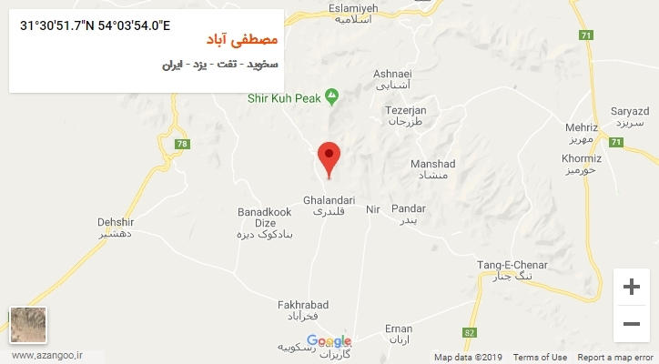 روستای مصطفی آباد بر روی نقشه