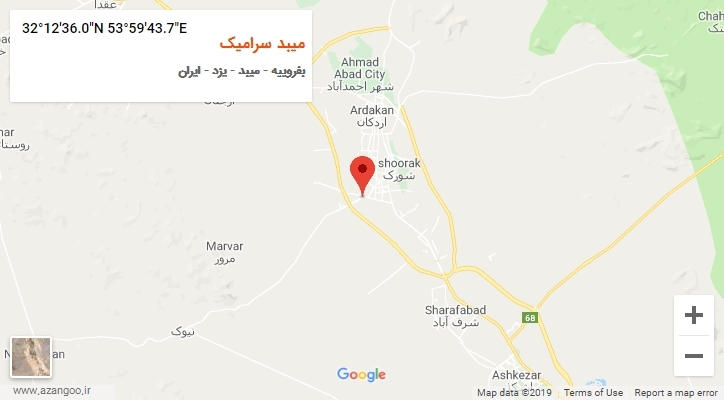 روستای میبد سرامیک بر روی نقشه