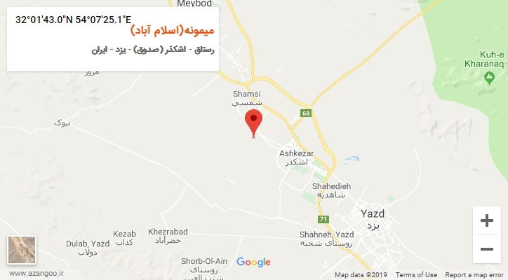 روستای میمونه(اسلام آباد) بر روی نقشه