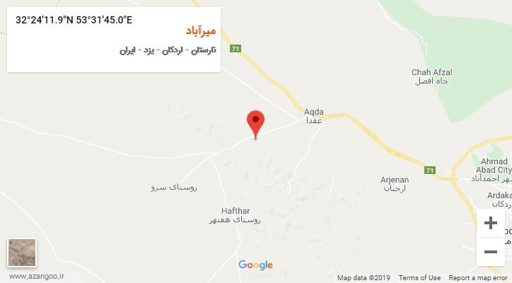 روستای میرآباد بر روی نقشه