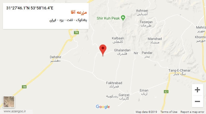 روستای مزرعه آقا بر روی نقشه