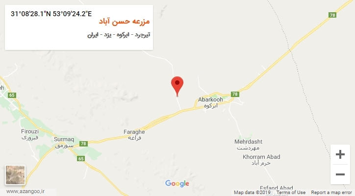 روستای مزرعه حسن آباد بر روی نقشه