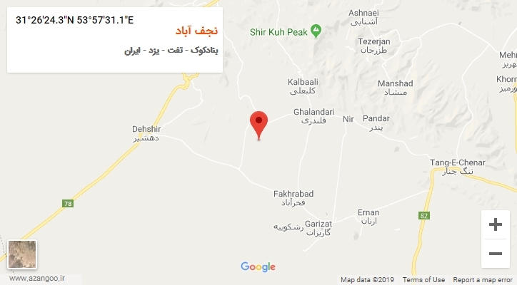 روستای نجف آباد بر روی نقشه