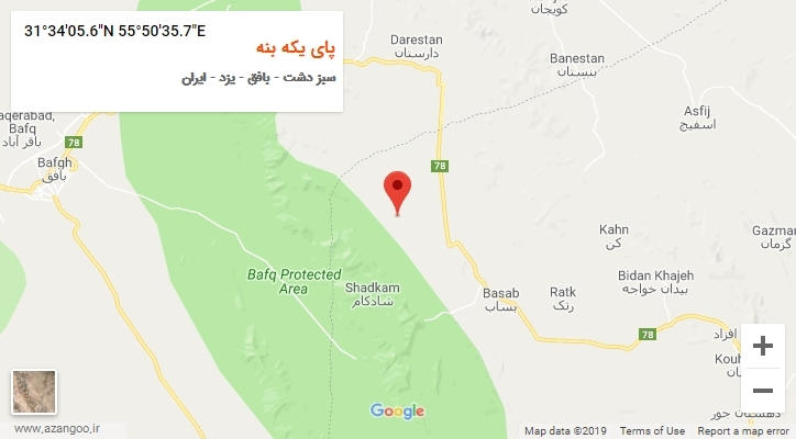 روستای پای یکه بنه بر روی نقشه